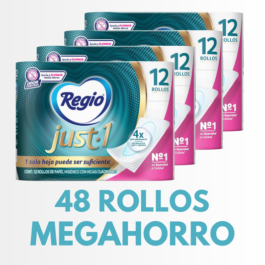 ¡Oferta Imperdible! 48 Rollos de Regio Just 1 – Extra Grueso, Extra Conveniencia!